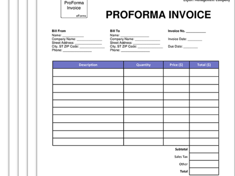 نمونه پیش فاکتور یا پروفرما